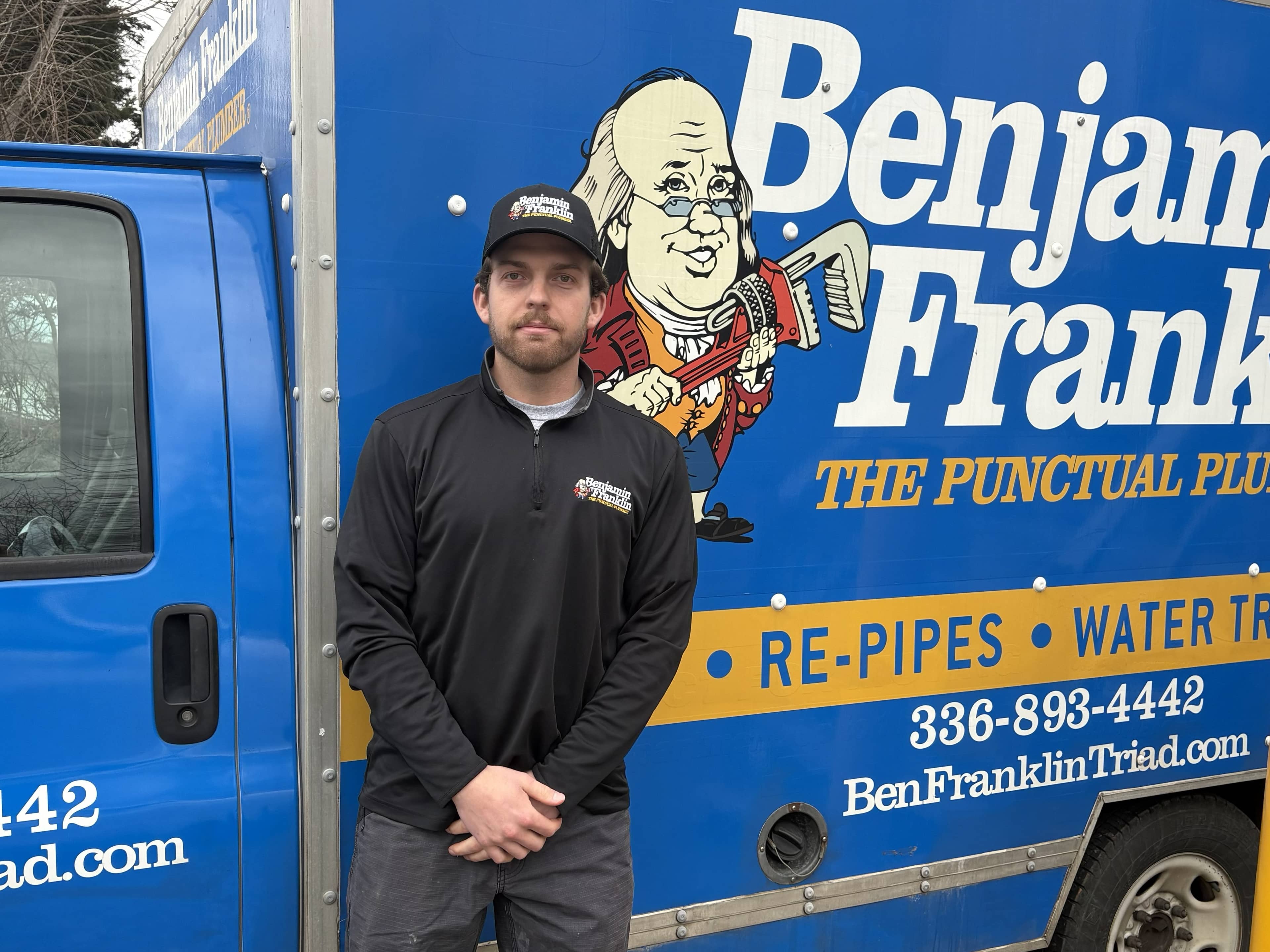 Benjamin Franklin Plumbing technician ready for a service call